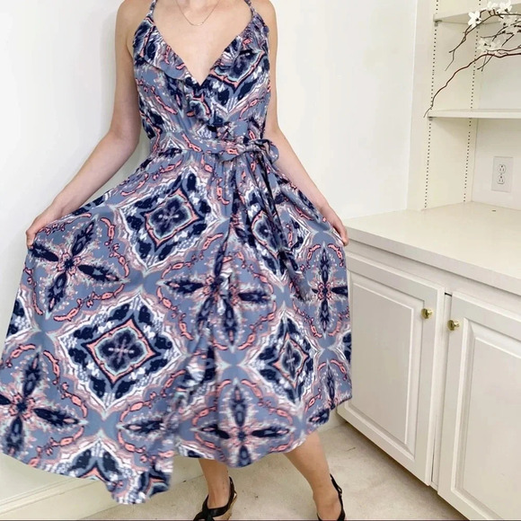 Roxy Rooftop Sunrise Strappy Midi Wrap Dress Blue Size XS NWT - Picture 11 of 15